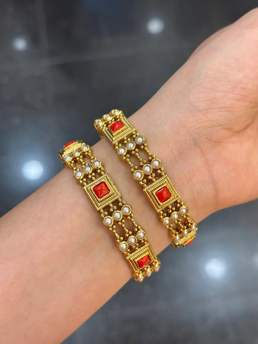 Coral x Pearl Bangles
