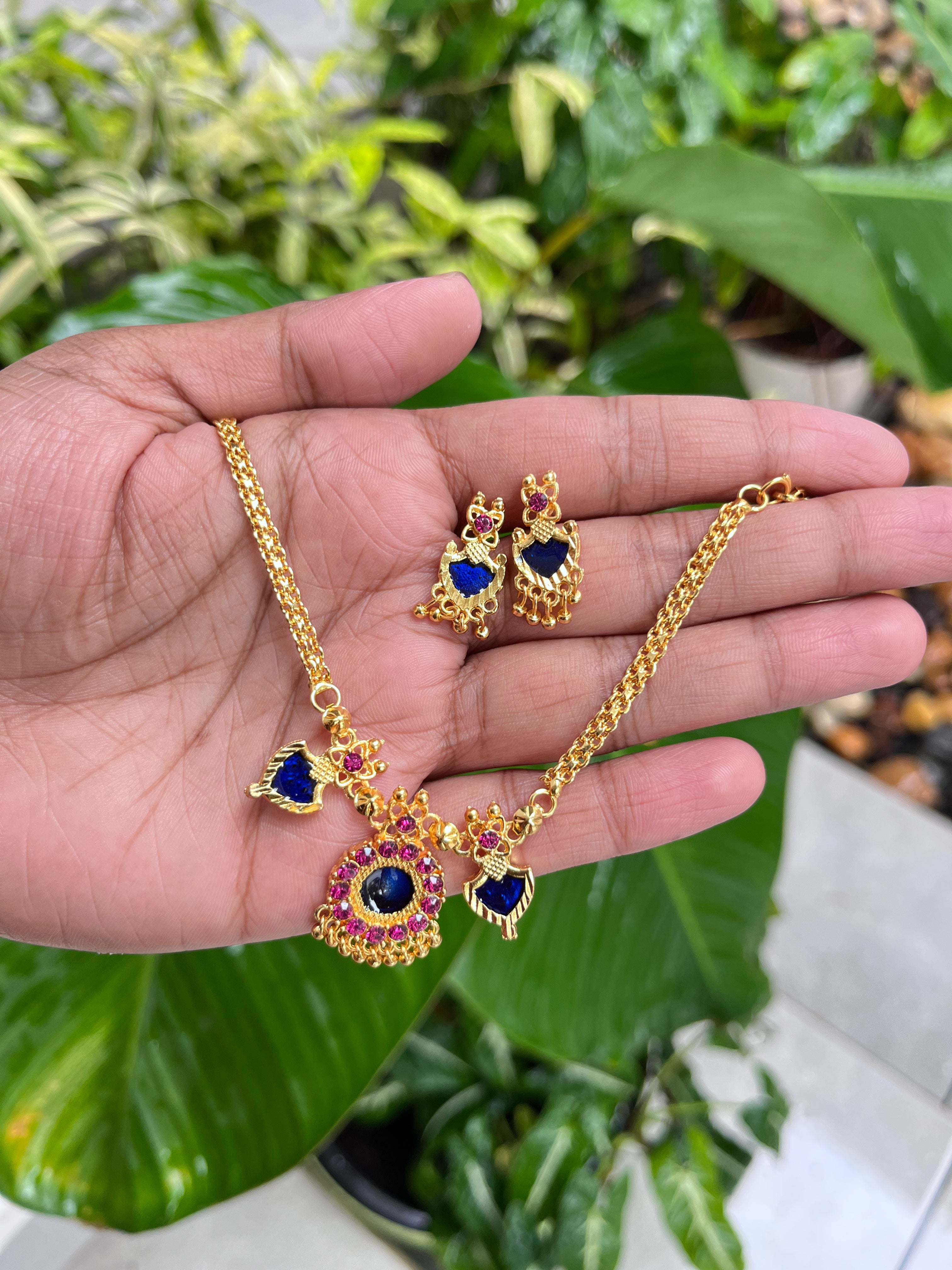 Palakka mala necklace with earings