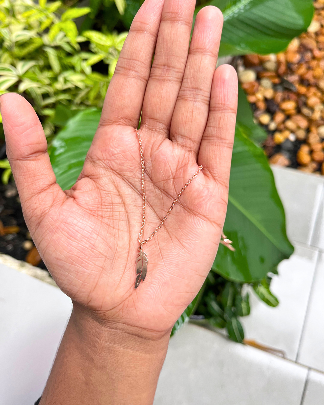 Leaf Shape Rose Gold Color Pendant