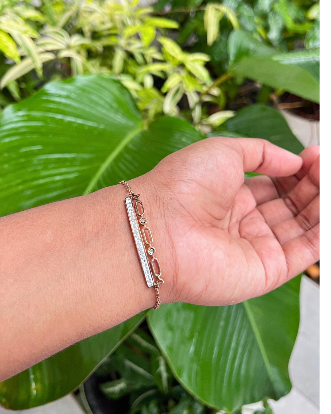 Rose gold diamond party wear bracelet