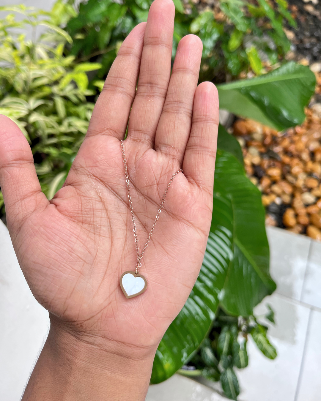 Heart-Rose Gold Plated Pendant two sides (Black&White)