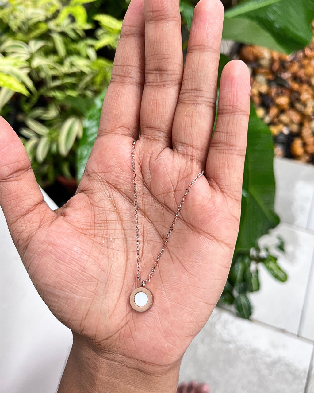 Classic Roman Numerals Black and White Saucer Pendant