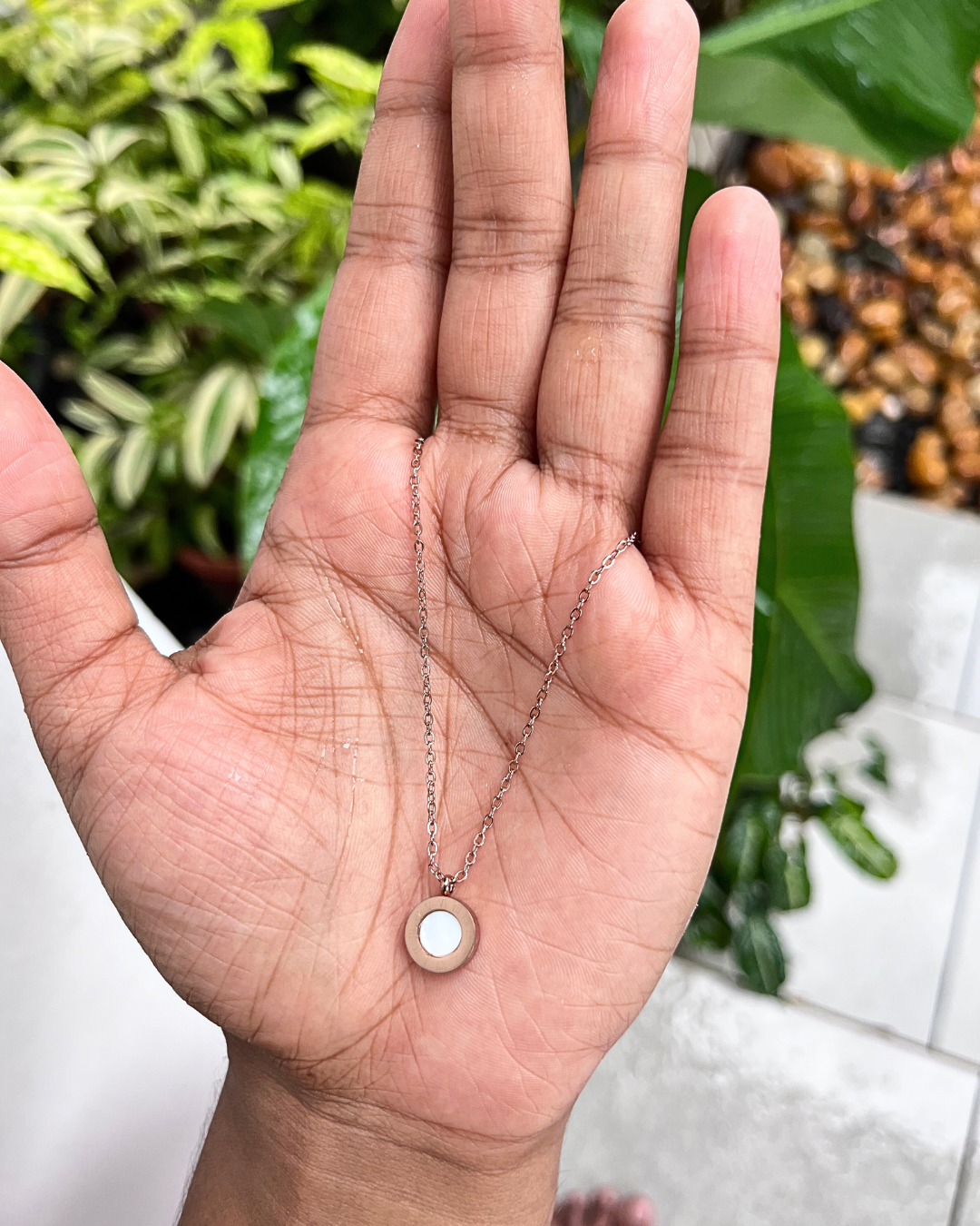 Classic Roman Numerals Black and White Saucer Pendant