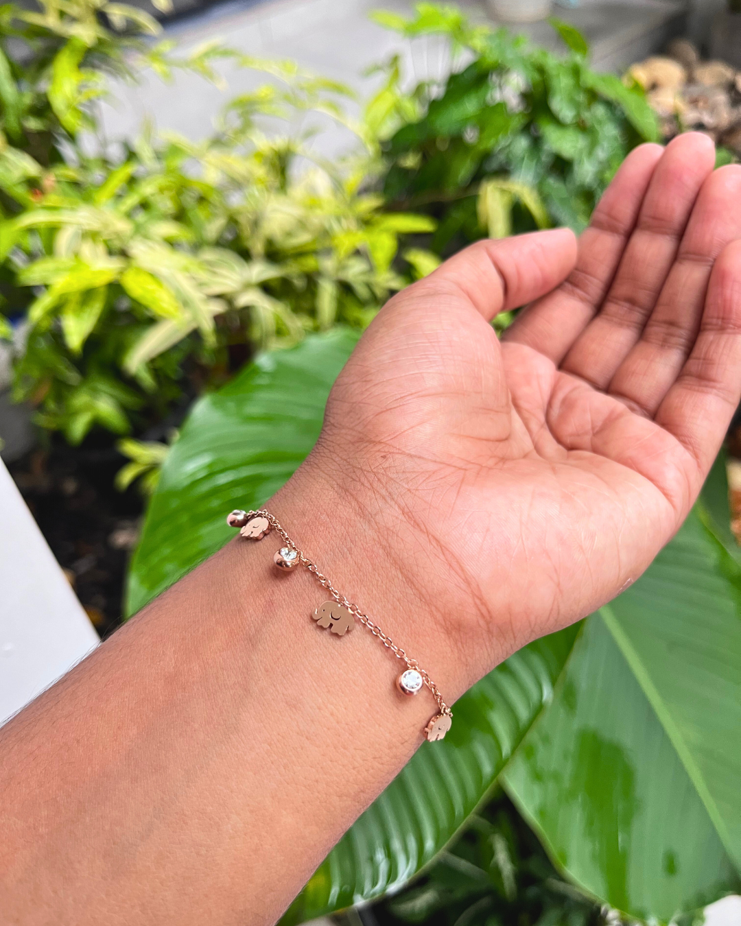 Rose Gold Plated Stainless Steel Elephant Charm bracelet