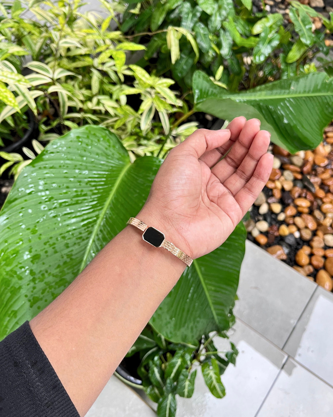 Elite Charm Black& Rose Gold Flexibile Bracelet