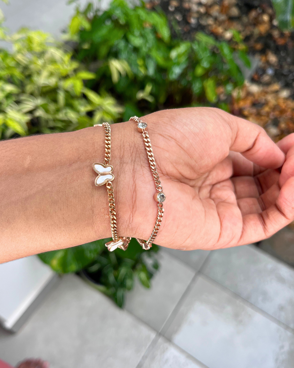White Rose Gold Butterfly Bracelet