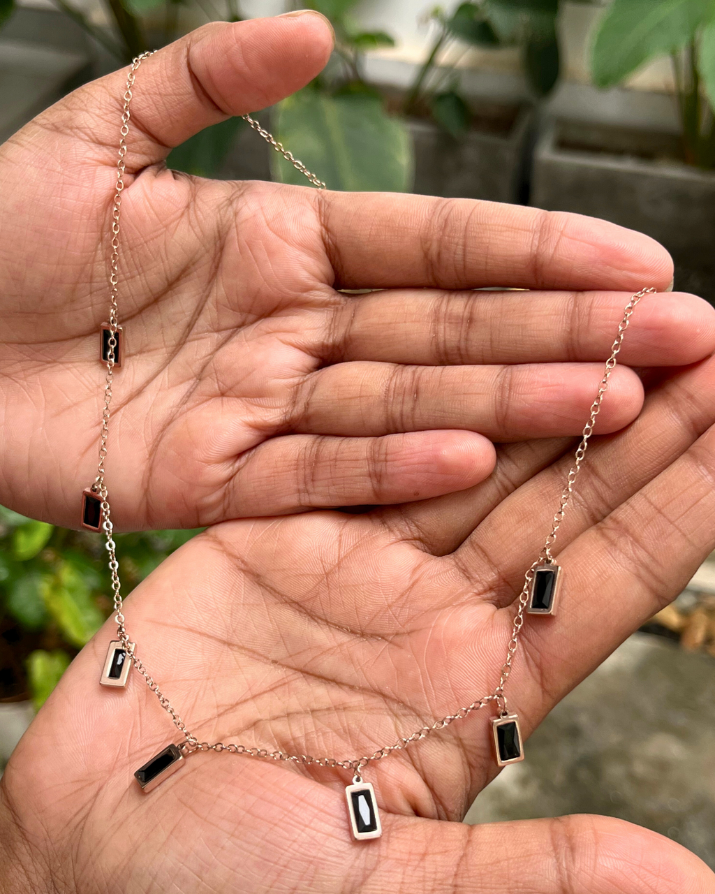 Anti Tarnish Stainless Steel RoseGold ColorFull Diamond Necklace