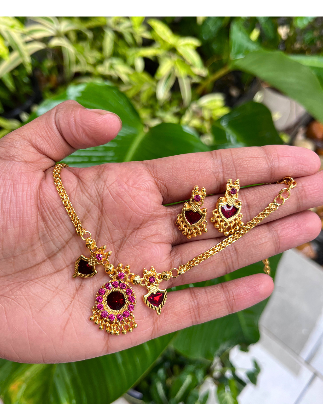 Palakka mala necklace with earings
